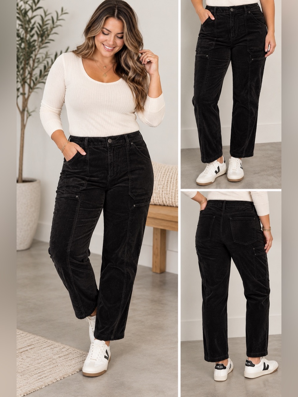 NWT Democracy Corduroy Straight Leg Pant in Black